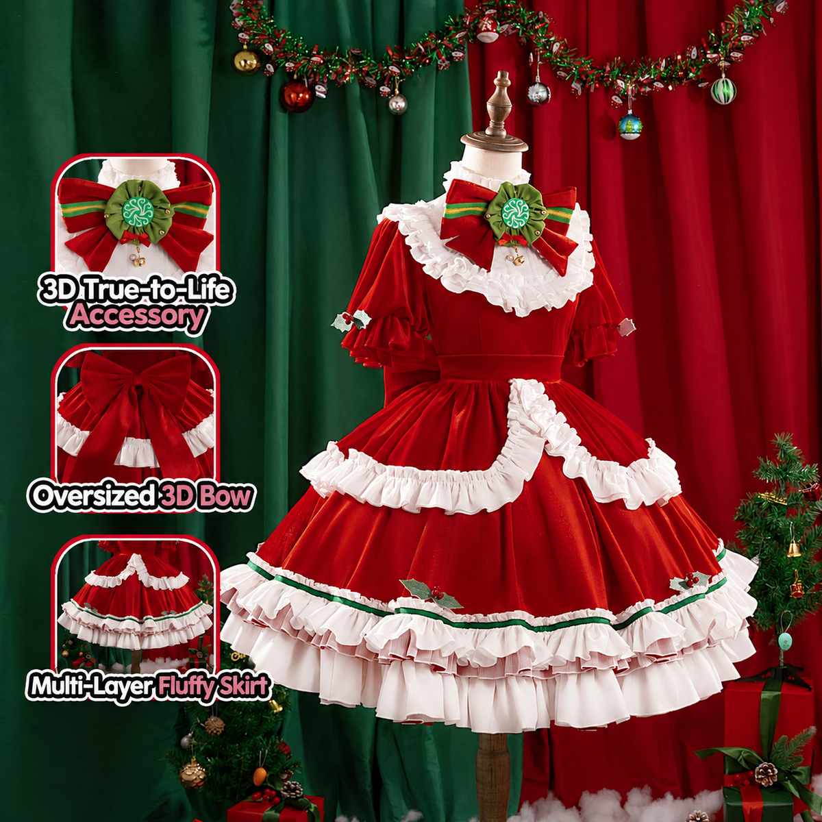 Emma Woods Gardener Lolita Christmas Cosplay Costume Set