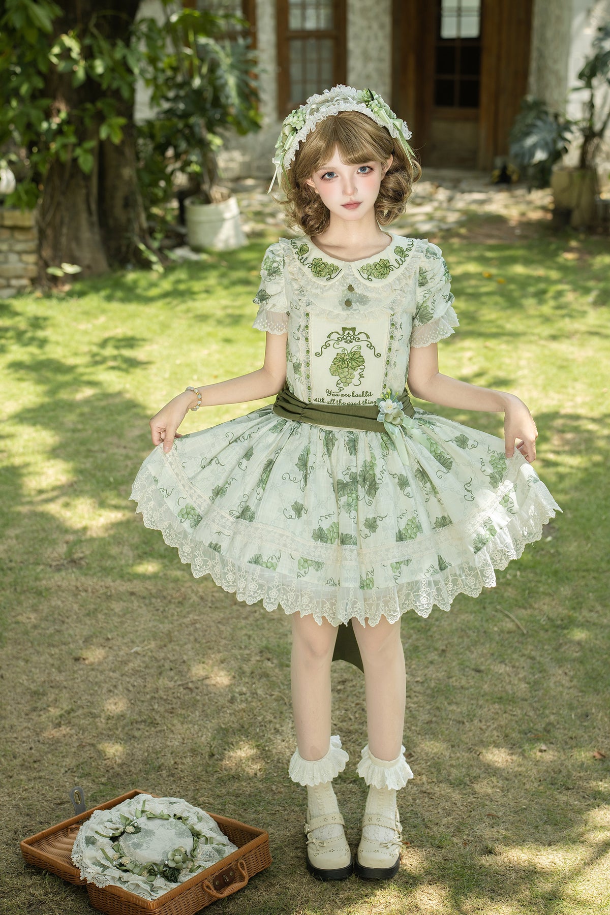 Green Grape Manor Lolita Original Pastoral Style OP Dress