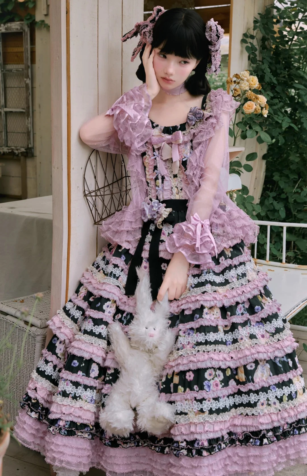 Be My Sweetheart Floral Tiered Sweet Lolita OP JSK Dress - LolitaEra