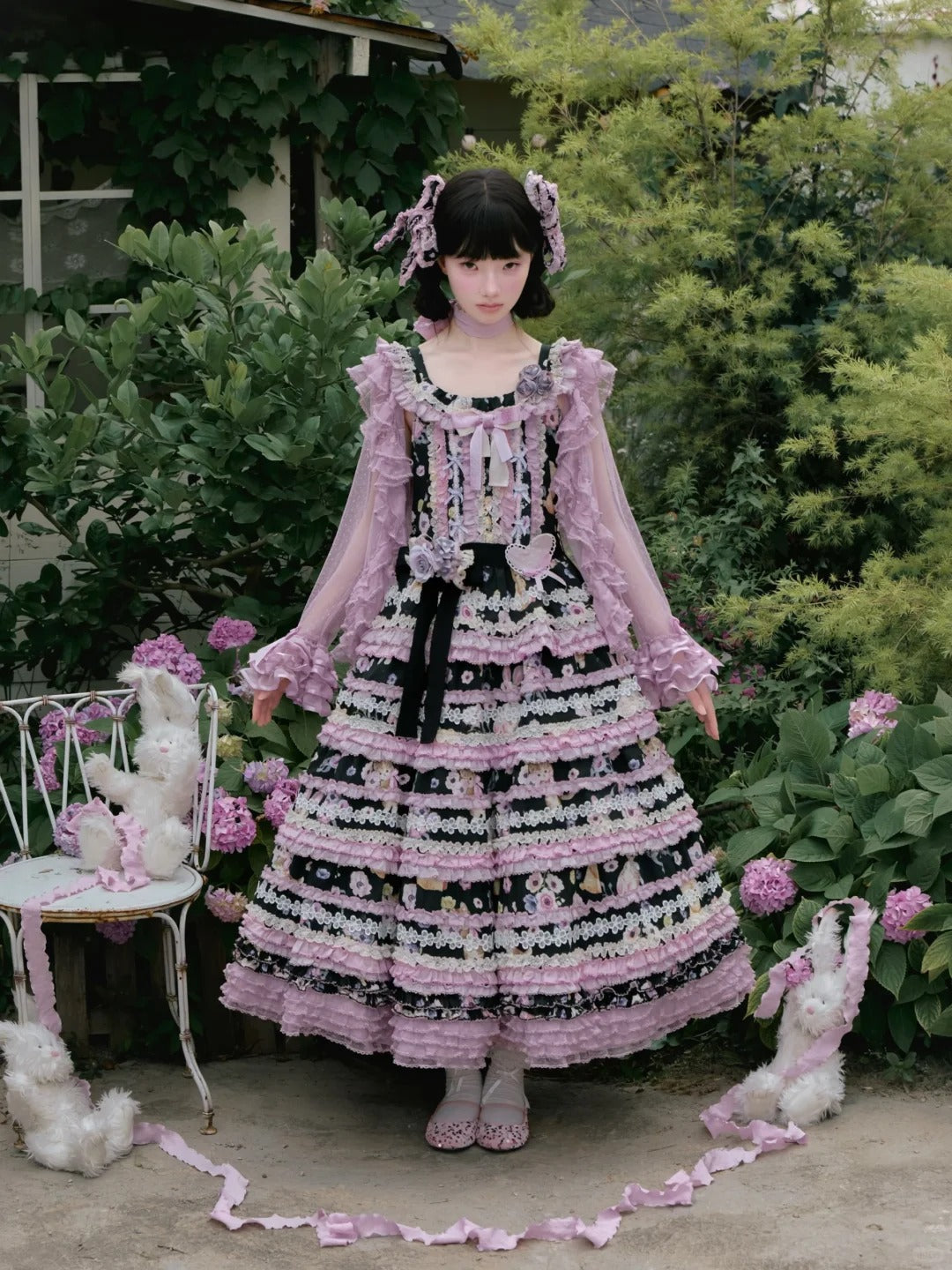 Be My Sweetheart Floral Tiered Sweet Lolita OP JSK Dress - LolitaEra