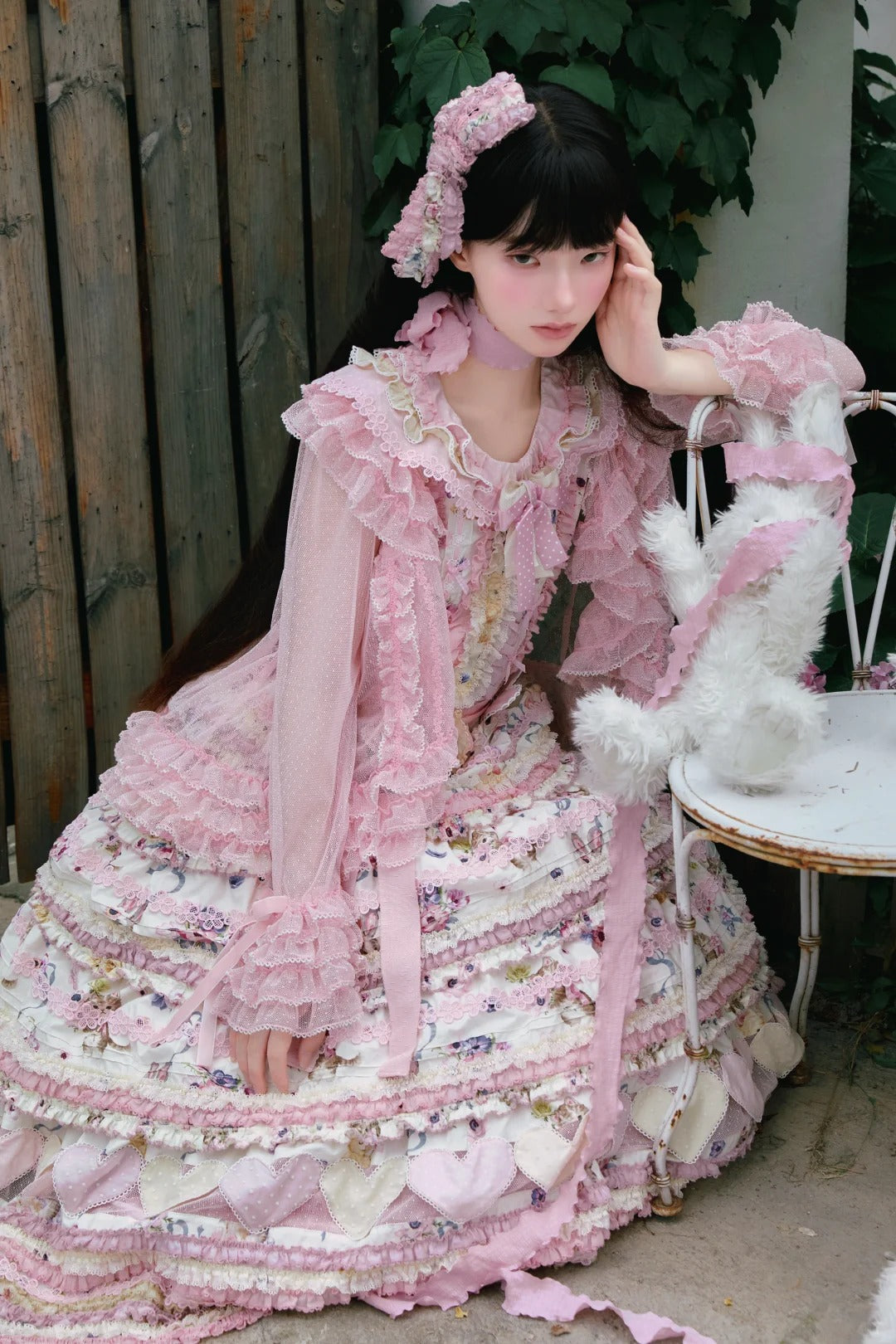 Be My Sweetheart Floral Tiered Sweet Lolita OP JSK Dress - LolitaEra