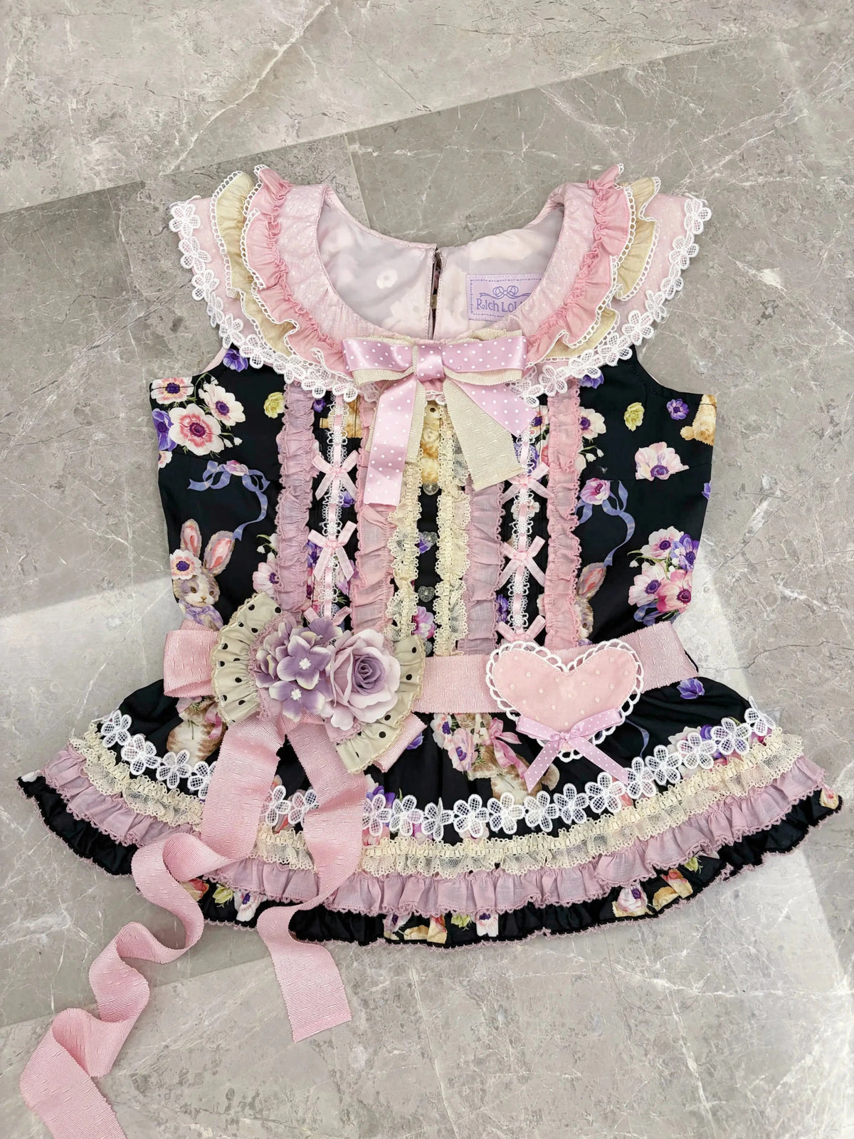 Be My Sweetheart Floral Tiered Sweet Lolita OP JSK Dress - LolitaEra