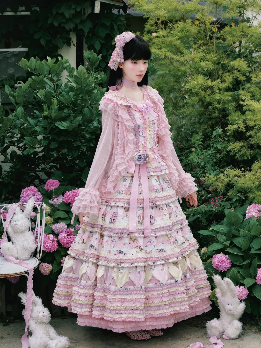 Be My Sweetheart Floral Tiered Sweet Lolita OP JSK Dress - LolitaEra