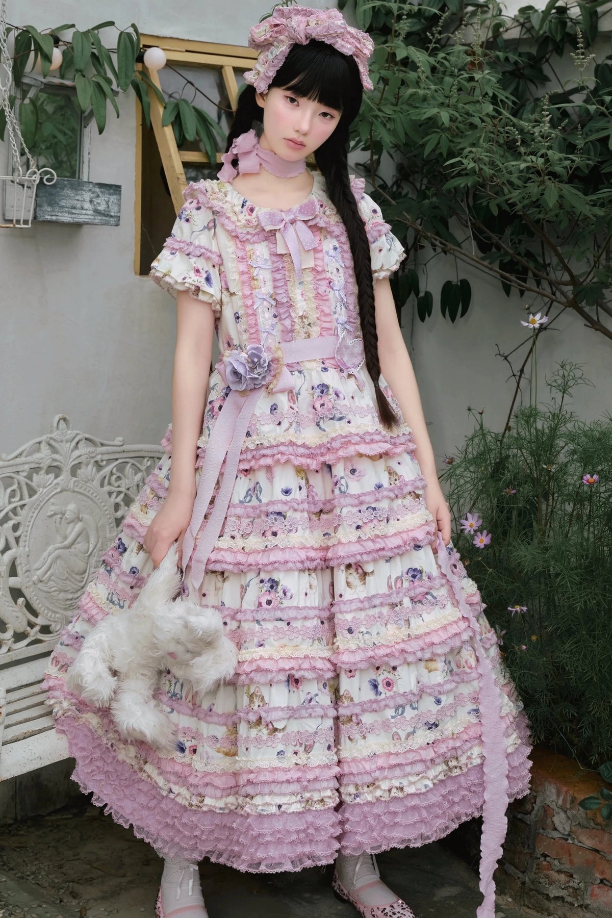 Be My Sweetheart Floral Tiered Sweet Lolita OP JSK Dress - LolitaEra