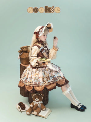 Bear Cookie Lolita Chocolate Cake Dress 1234 - LolitaEraJSK+KCSBear Cookie Lolita Chocolate Cake Dress 1234