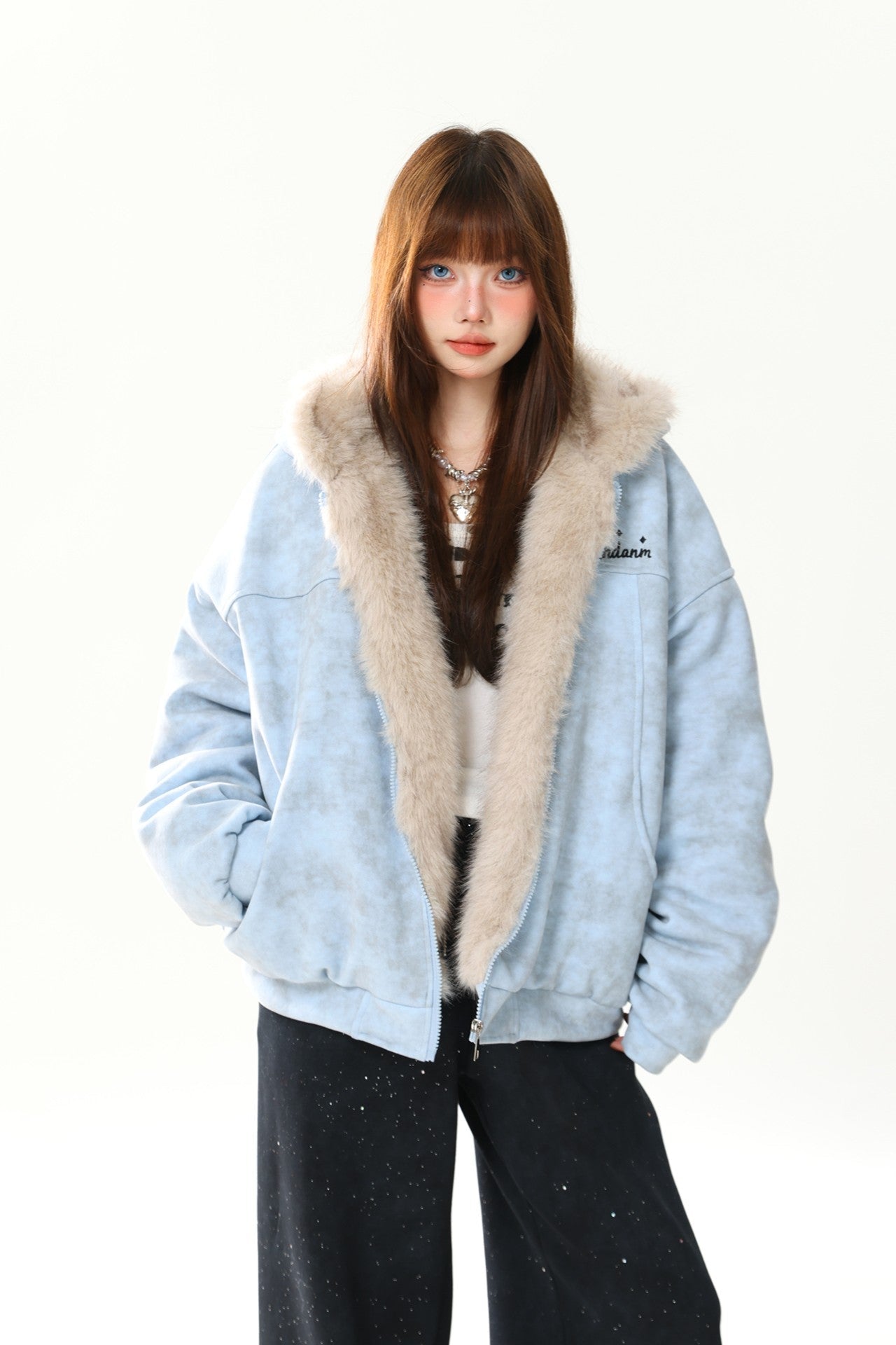 Bear Ear Fleece Collar Loose Cotton Winter Coat - LolitaEraBlueSBear Ear Fleece Collar Loose Cotton Winter Coat