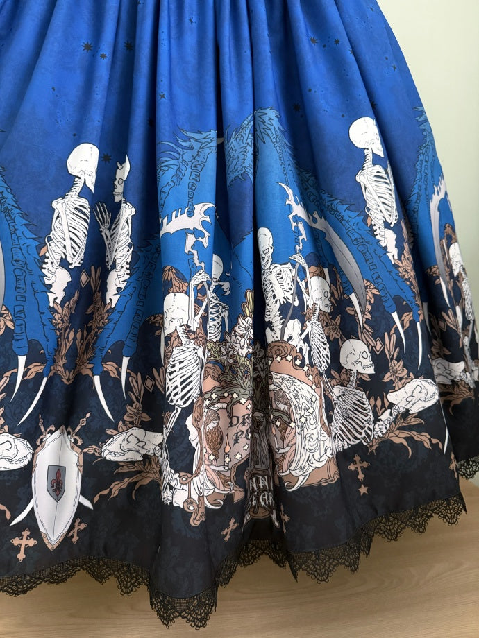 Dragon Bone Lily Lolita Gothic Blue OP Dress