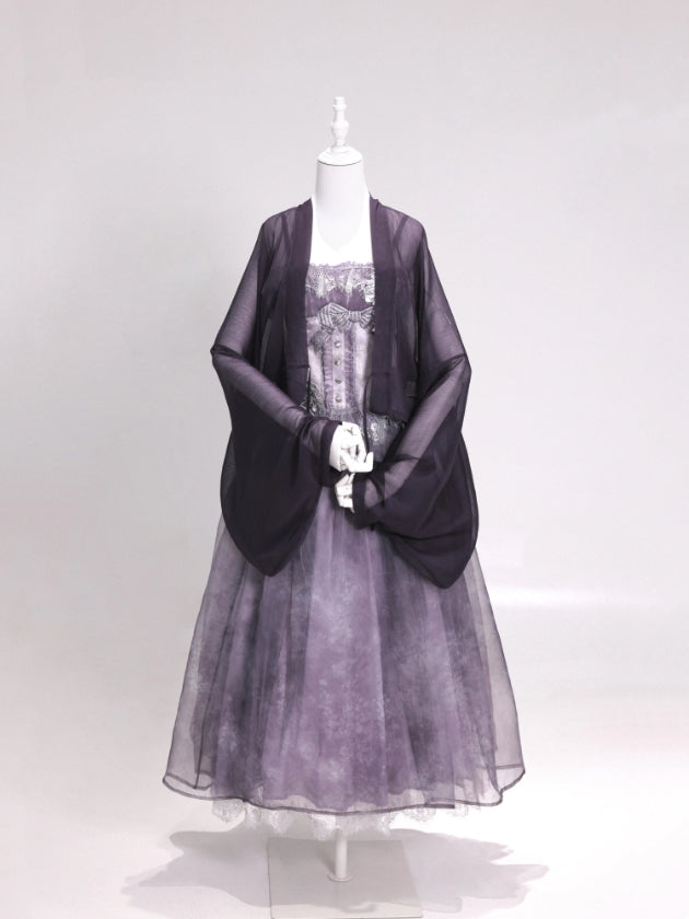 Night Vine Rain Lolita Original Wisteria Embroidered Corset & Half Skirt Set