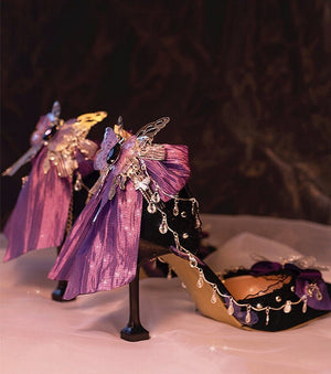 Black and Purple Butterfly Pointed - Toe Stiletto Heels LE5104 - LolitaEra5CM34Black and Purple Butterfly Pointed - Toe Stiletto Heels LE5104