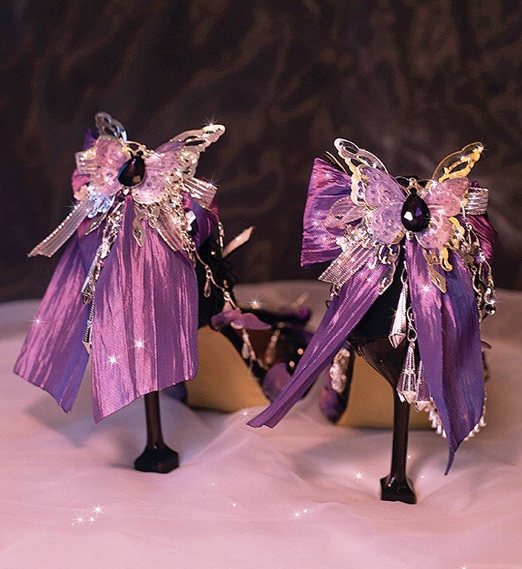 Black and Purple Butterfly Pointed - Toe Stiletto Heels LE5104 - LolitaEra5CM34Black and Purple Butterfly Pointed - Toe Stiletto Heels LE5104