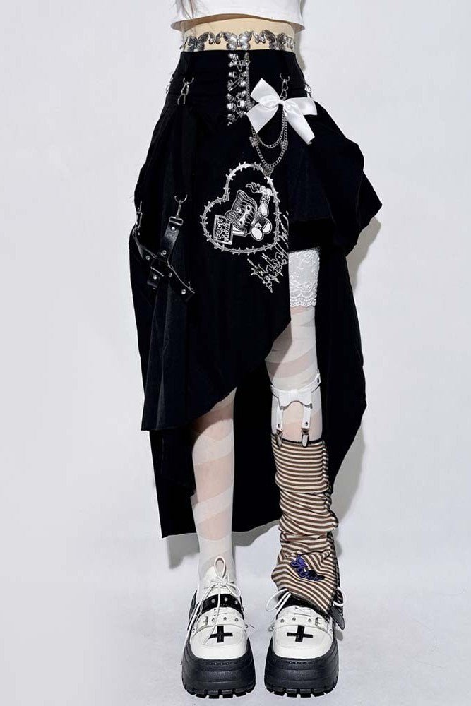 Black Irregular Tiered Cake Midi Skirt - LolitaEraBlack SkirtSBlack Irregular Tiered Cake Midi Skirt