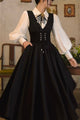Black Swan French Vintage V - neck Dress 1267 - LolitaEraBlack SetSBlack Swan French Vintage V - neck Dress 1267