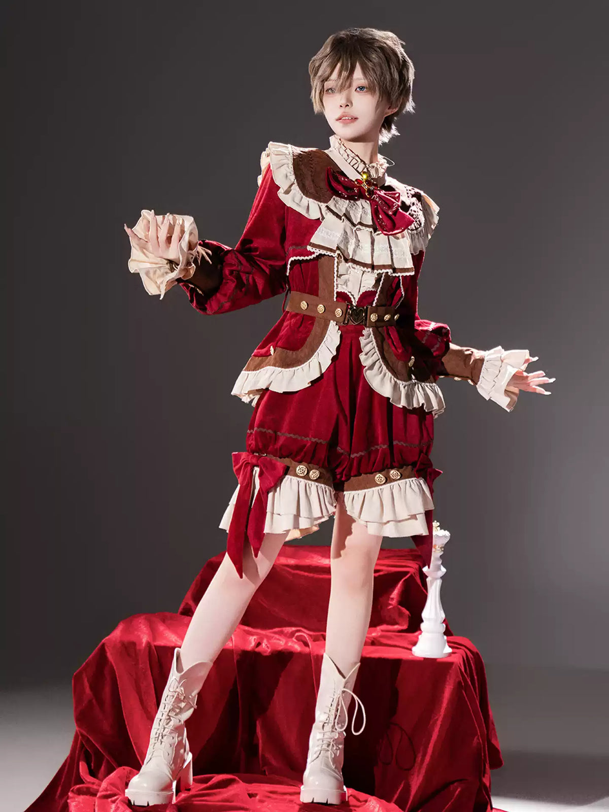 Black Tea Muffin Lolita Prince Ouji Top Coat Shorts Holiday Casual Set