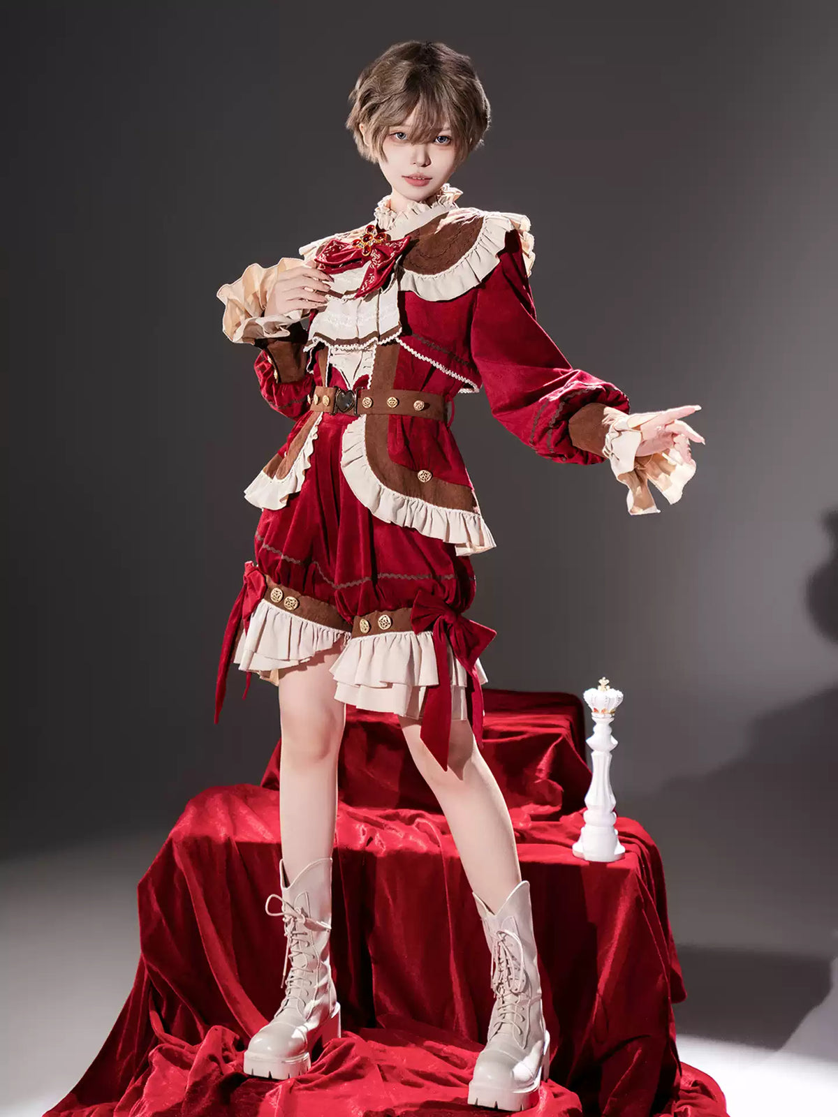 Black Tea Muffin Lolita Prince Ouji Top Coat Shorts Holiday Casual Set