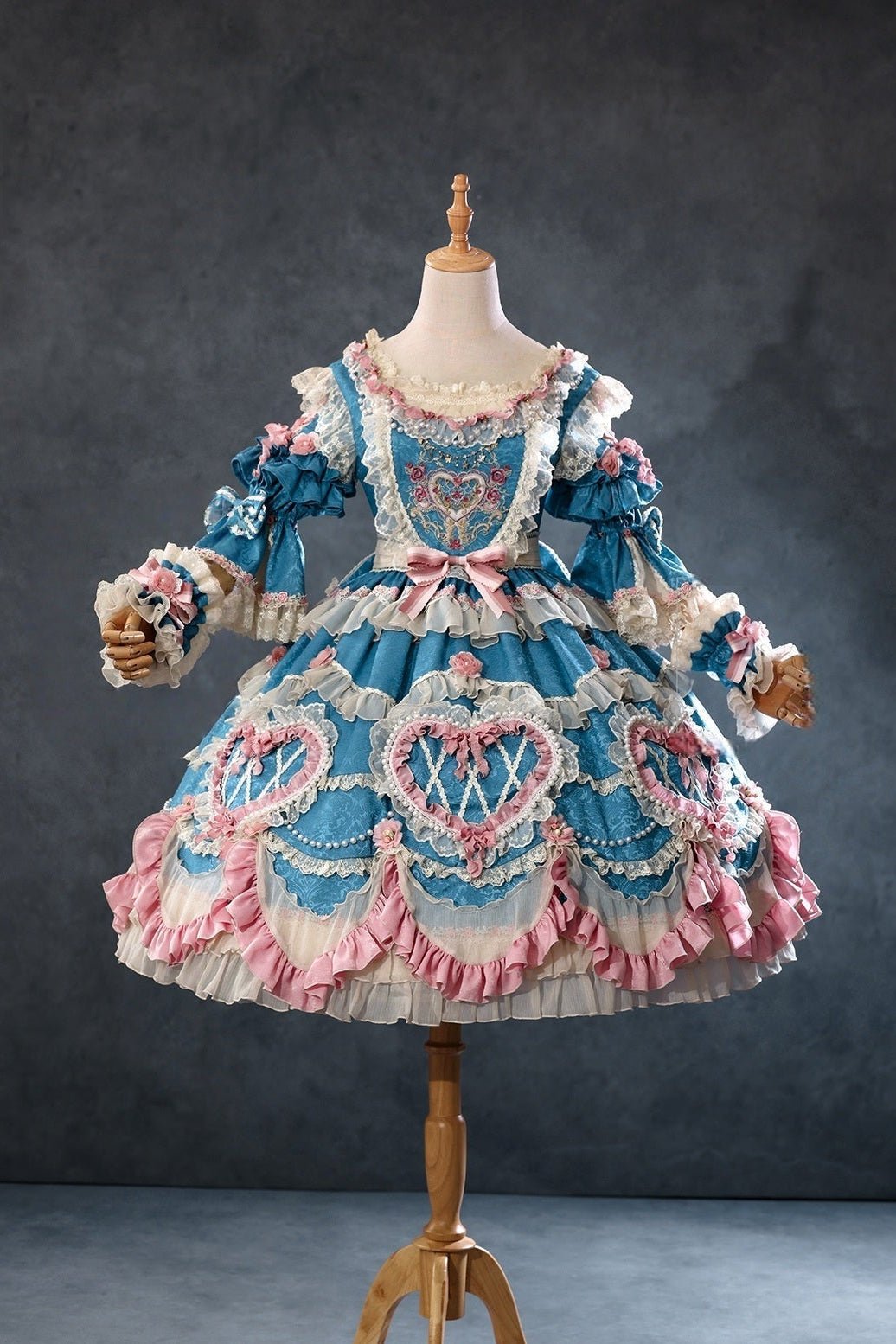 Blue Whisper Dream Vintage Cake Lolita OP Dress - LolitaEra