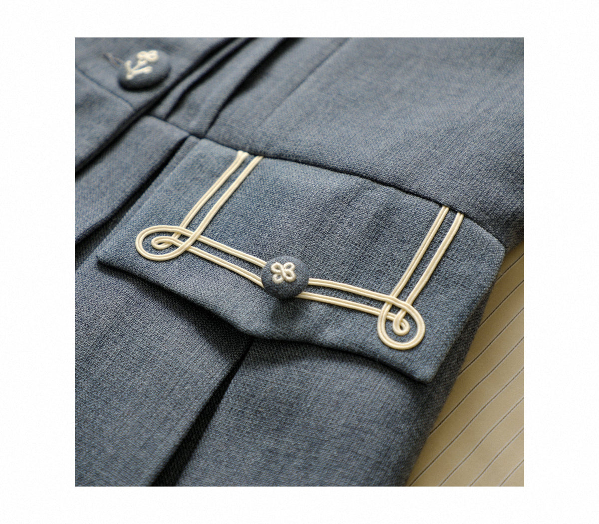 Blue White Trim Vintage Sailor Collar Jacket - LolitaEra