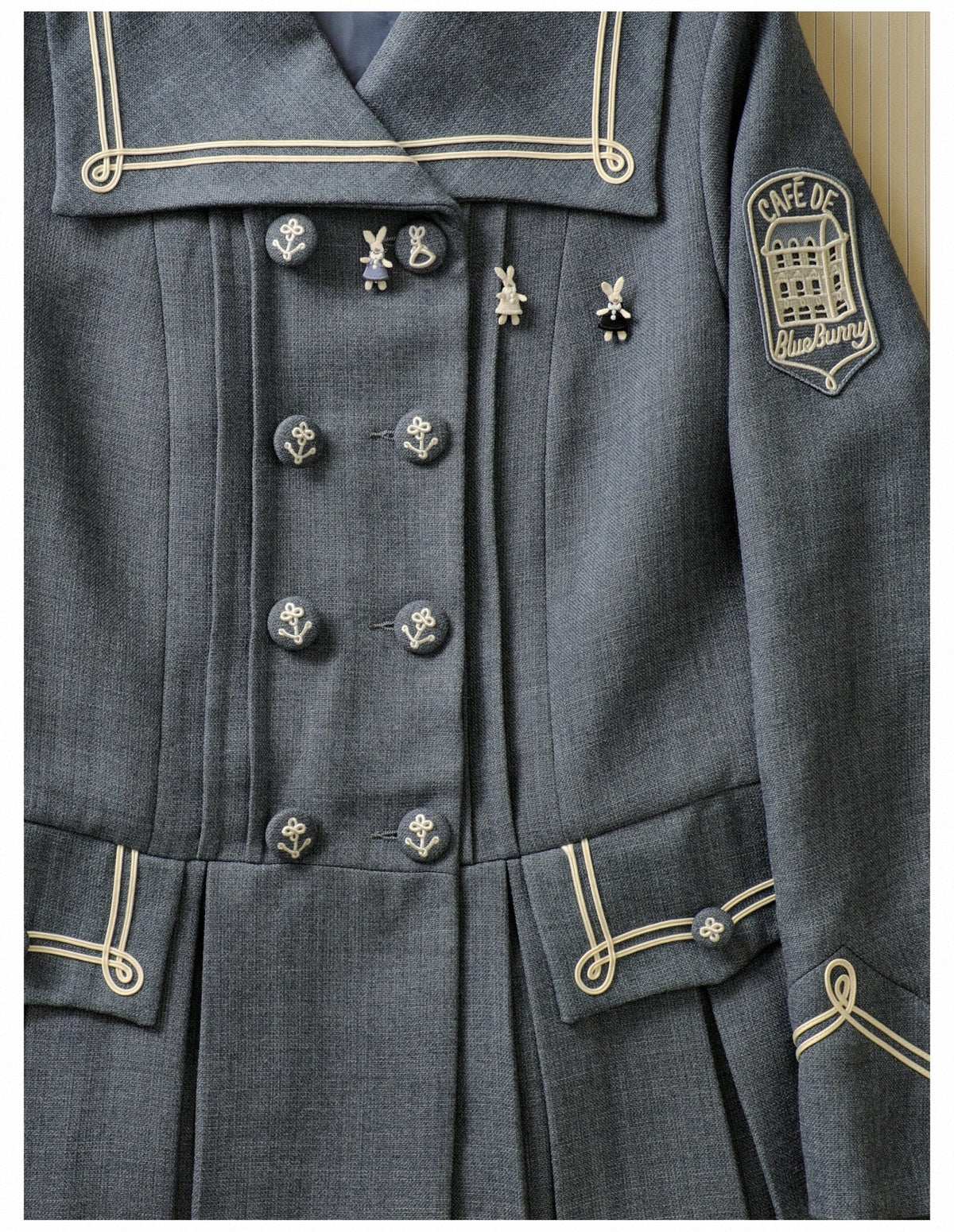 Blue White Trim Vintage Sailor Collar Jacket - LolitaEra
