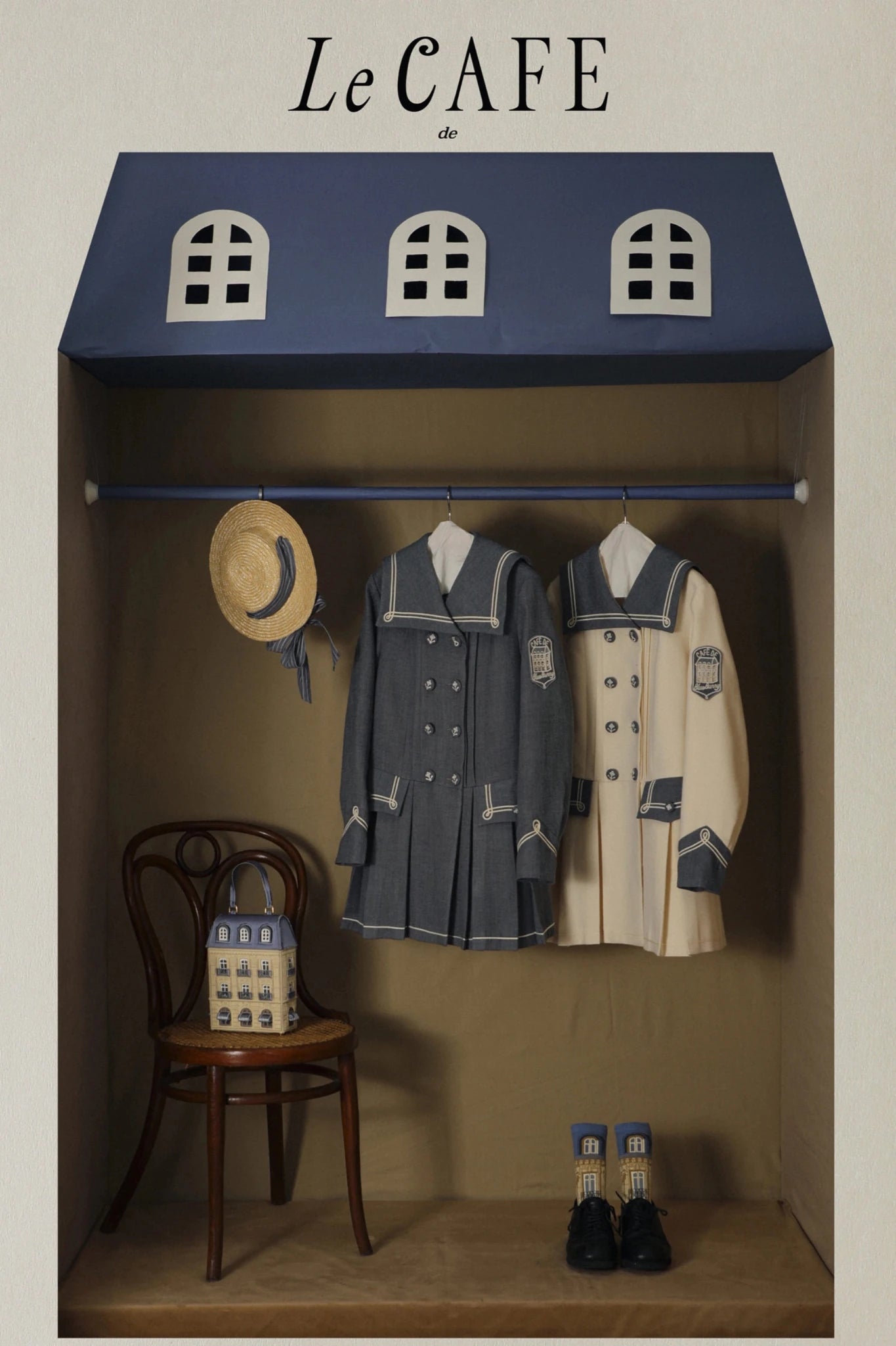 Blue White Trim Vintage Sailor Collar Jacket - LolitaEra