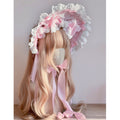 Lolita Pink Sweet Lace Bow Bonnet/KC/Sleeves LE6003