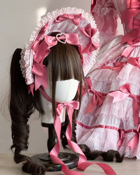 Lolita Sweet Pink & Blue Necklace Headband Hat LA1010