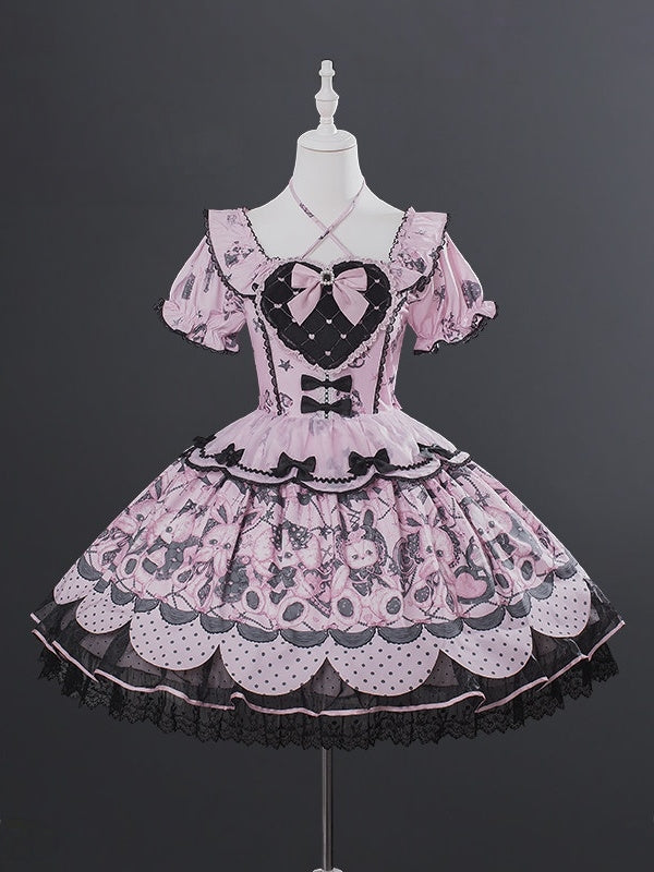 Bobo Bunny's Dressing Room Sweet Lolita Lace Pink Dress - LolitaEra