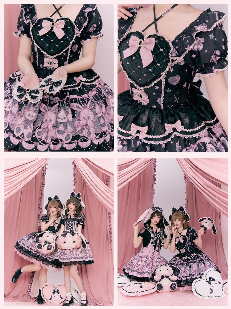 Bobo Bunny's Dressing Room Sweet Lolita Lace Pink Dress - LolitaEra