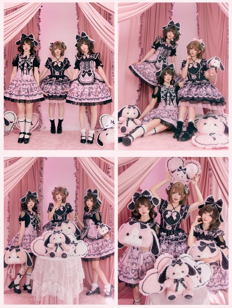 Bobo Bunny's Dressing Room Sweet Lolita Lace Pink Dress - LolitaEra