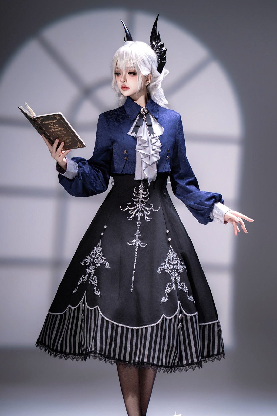 Bone Whisper Gothic Dark OP Set - LolitaEraTop + Dress(Set Special Offer)BlackSBone Whisper Gothic Dark OP Set