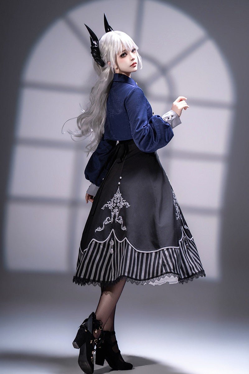 Bone Whisper Gothic Dark OP Set - LolitaEraTop + Dress(Set Special Offer)BlackSBone Whisper Gothic Dark OP Set