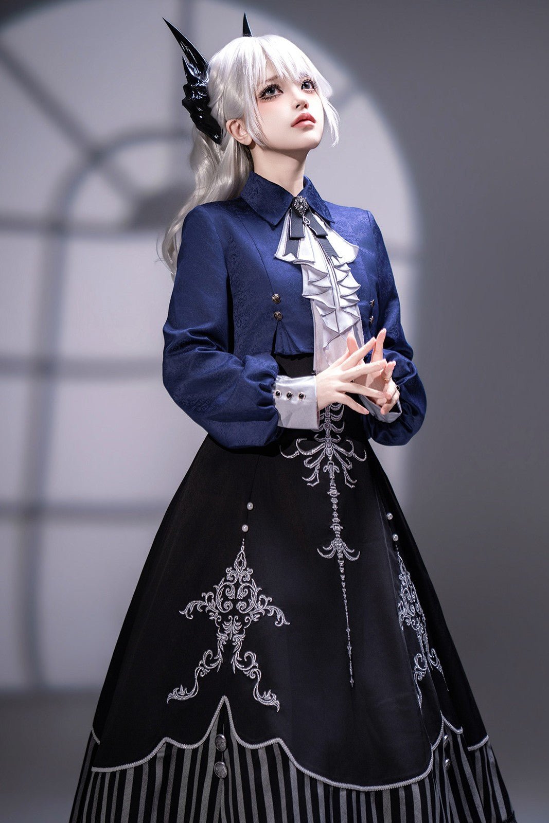 Bone Whisper Gothic Dark OP Set - LolitaEraTop + Dress(Set Special Offer)BlackSBone Whisper Gothic Dark OP Set