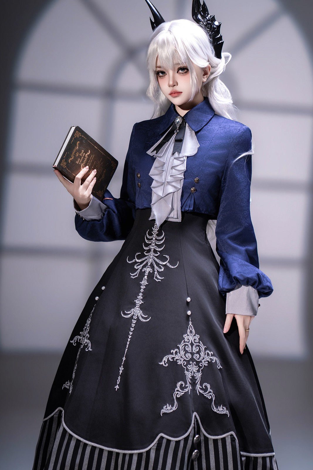 Bone Whisper Gothic Dark OP Set - LolitaEraTop + Dress(Set Special Offer)BlackSBone Whisper Gothic Dark OP Set