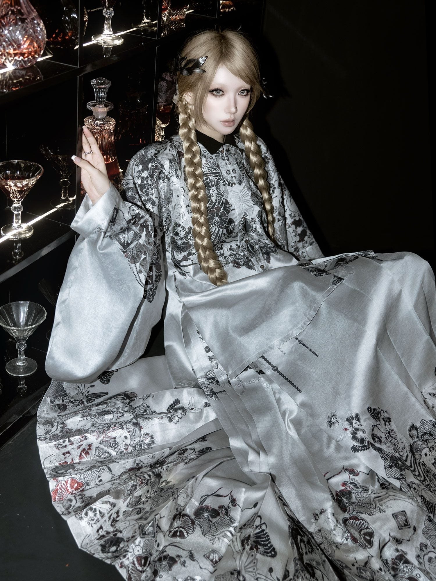 Bones Bloom Gothic Hanfu Set 1213 - LolitaEraHanfu Short JacketSBones Bloom Gothic Hanfu Set 1213
