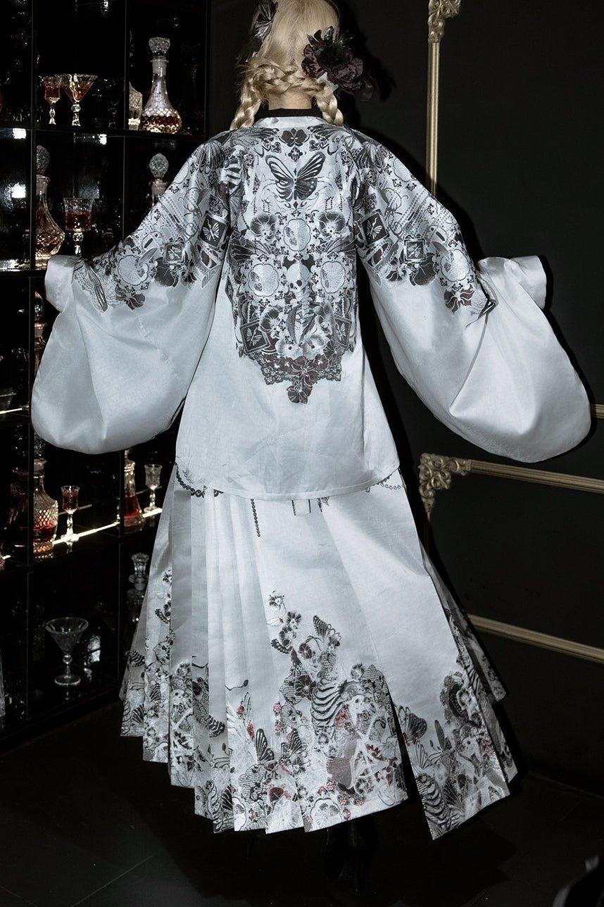 Bones Bloom Gothic Hanfu Set 1213 - LolitaEraHanfu Short JacketSBones Bloom Gothic Hanfu Set 1213
