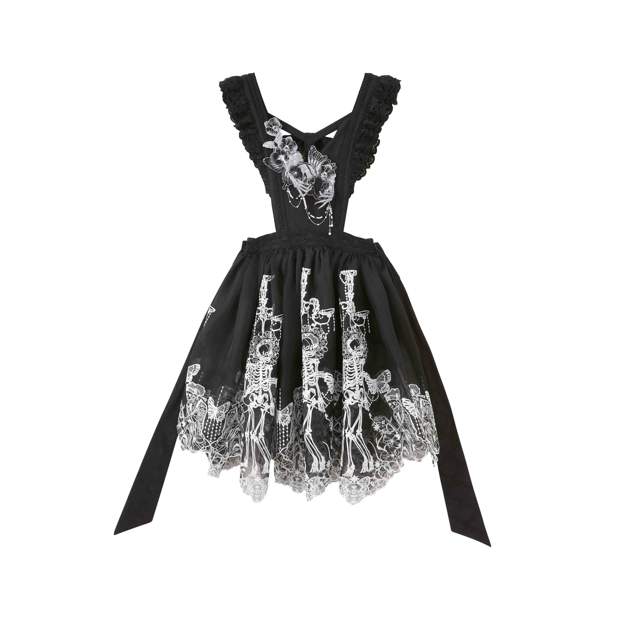 Bones Bloom Gothic Hanfu Set 1213 - LolitaEraHanfu Overlay SkirtSBones Bloom Gothic Hanfu Set 1213