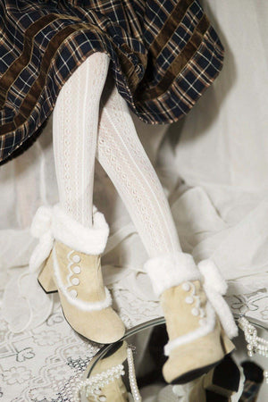 Bow Round - Toe Block - Heel Snow Boots 1304 - LolitaEraBlack Set34Bow Round - Toe Block - Heel Snow Boots 1304