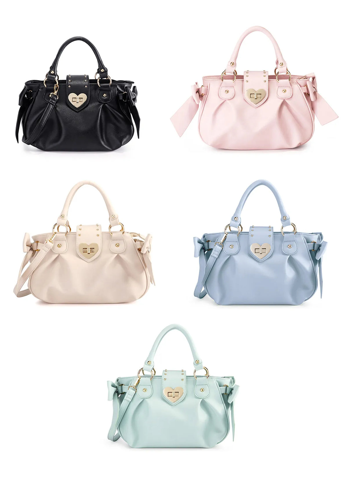 Export Japanese Style Bow Lolita Jk Pancake Heart Lock Women's Bag Shoulder Bag Lo Girl Handbag Crossbody Bag 016