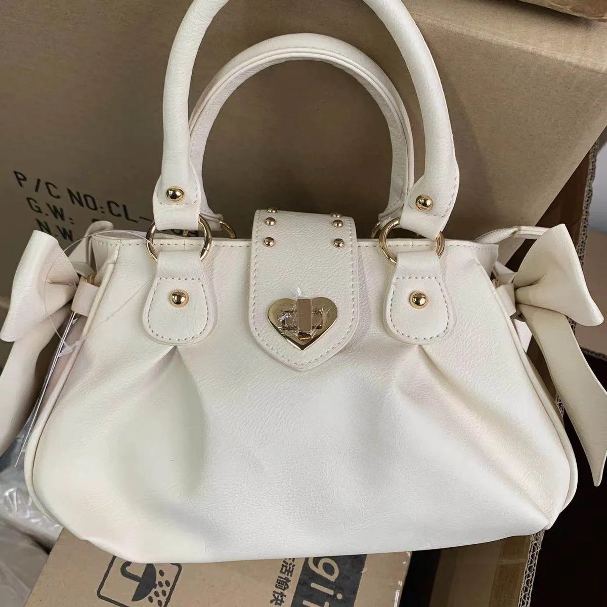 Export Japanese Style Bow Lolita Jk Pancake Heart Lock Women's Bag Shoulder Bag Lo Girl Handbag Crossbody Bag 016