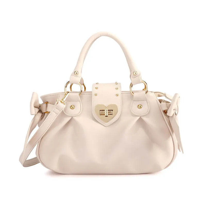 Export Japanese Style Bow Lolita Jk Pancake Heart Lock Women's Bag Shoulder Bag Lo Girl Handbag Crossbody Bag 016