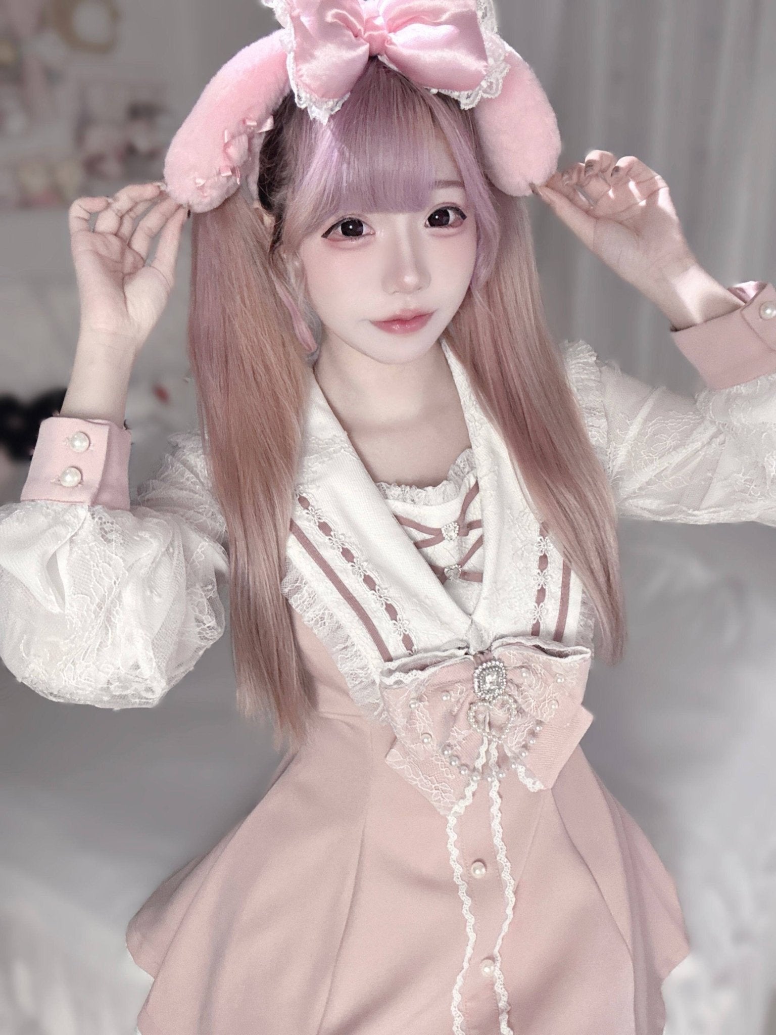 Broken Bear Japanese Cute Long Sleeve Set - LolitaEraPinkSBroken Bear Japanese Cute Long Sleeve Set
