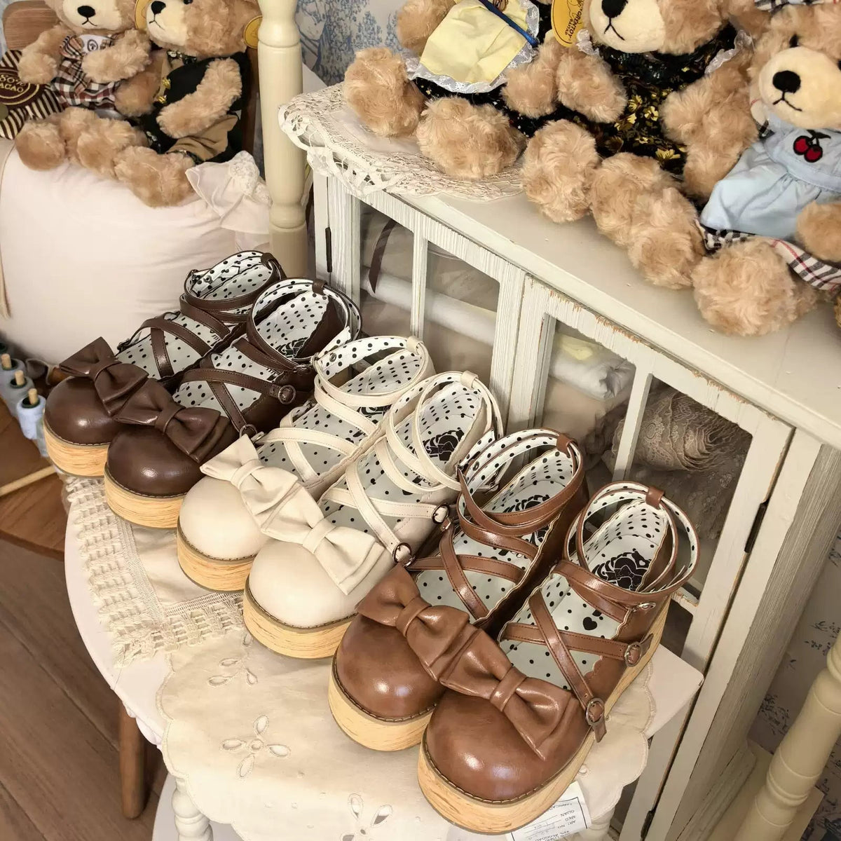 Brown‑Tone Tarta Tower Lolita Round‑Toe Chunky Platform Shoes - LolitaEra