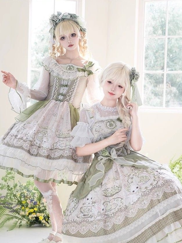 Bunny Classic Fresh Green Lolita Dress - LolitaEraOP+BroochSBunny Classic Fresh Green Lolita Dress