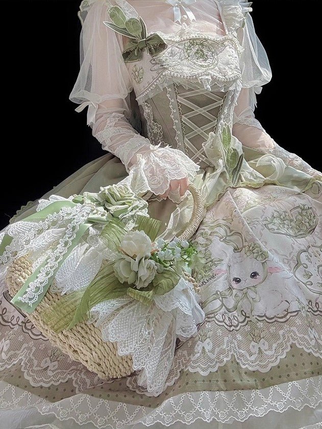 Bunny Classic Fresh Green Lolita Dress - LolitaEraOP+BroochSBunny Classic Fresh Green Lolita Dress