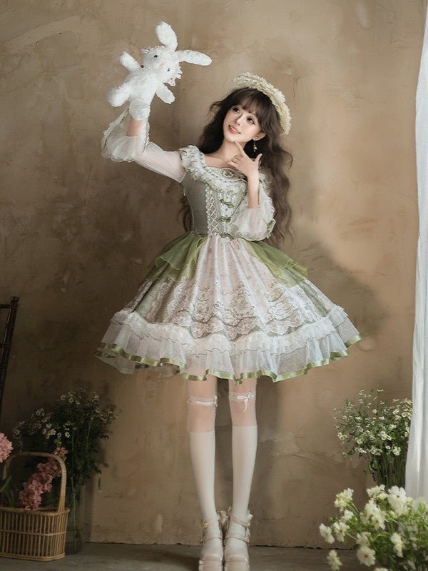 Bunny Classic Fresh Green Lolita Dress - LolitaEraOP+BroochSBunny Classic Fresh Green Lolita Dress