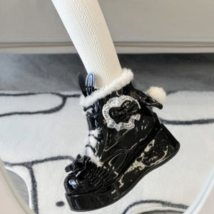 Bunny Tail · Lolita Fleece - lined Snow Boots 1302 - LolitaEraBlack Set34Bunny Tail · Lolita Fleece - lined Snow Boots 1302