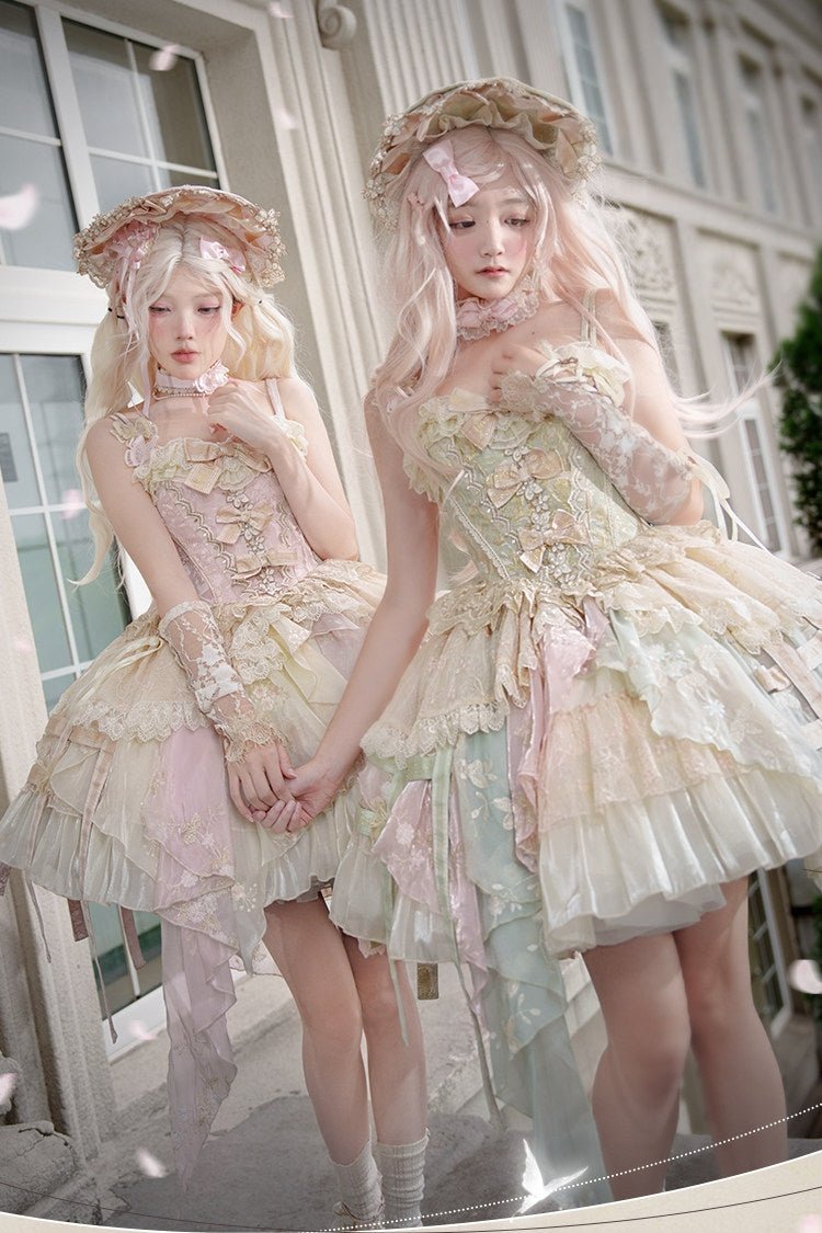 Butterfly Transformation Gorgeous Sweet Lolita Dres LE1194 - LolitaEraPink Yellow+BowSButterfly Transformation Gorgeous Sweet Lolita Dres LE1194