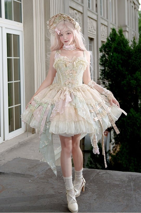 Butterfly Transformation Gorgeous Sweet Lolita Dres LE1194 - LolitaEraPink Yellow+BowSButterfly Transformation Gorgeous Sweet Lolita Dres LE1194