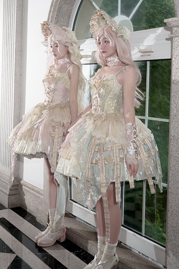 Butterfly Transformation Gorgeous Sweet Lolita Dres LE1194 - LolitaEraPink Yellow+BowSButterfly Transformation Gorgeous Sweet Lolita Dres LE1194
