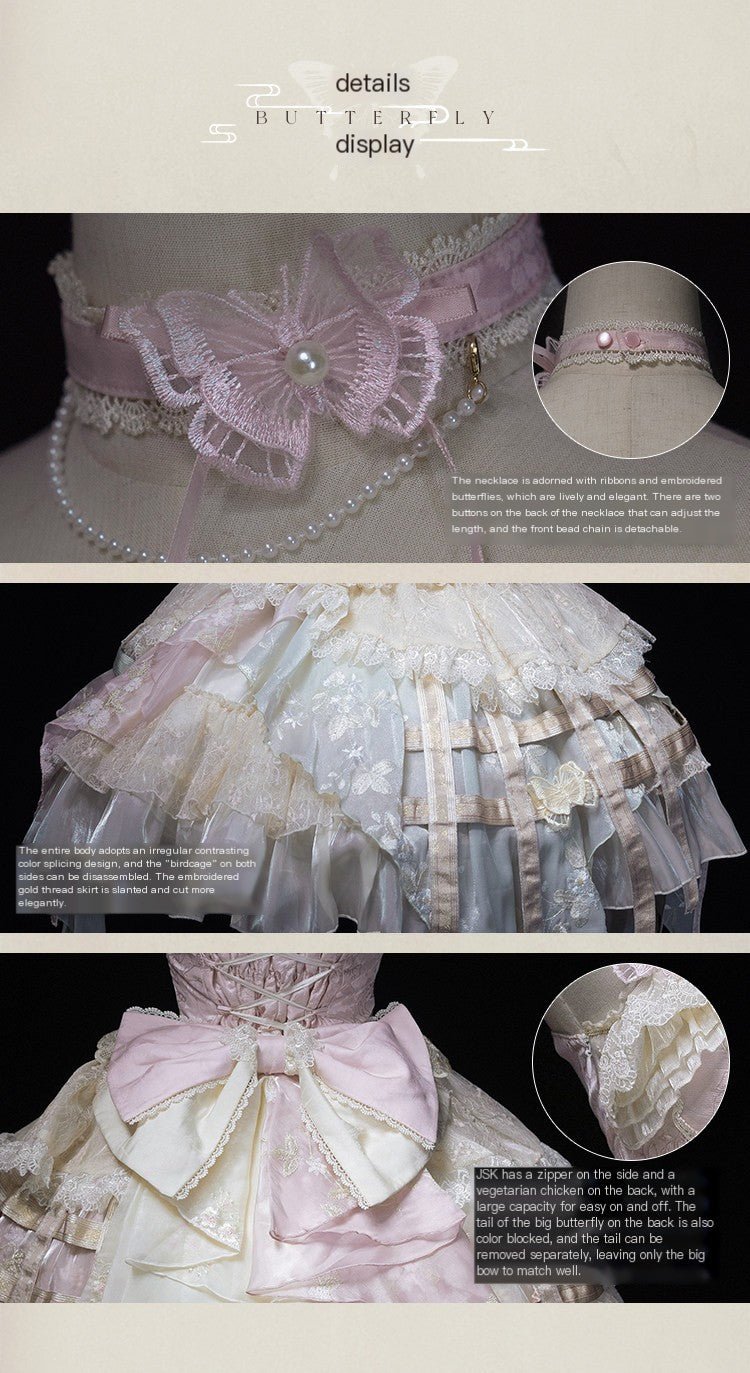 Butterfly Transformation Gorgeous Sweet Lolita Dres LE1194 - LolitaEraPink Yellow+BowSButterfly Transformation Gorgeous Sweet Lolita Dres LE1194