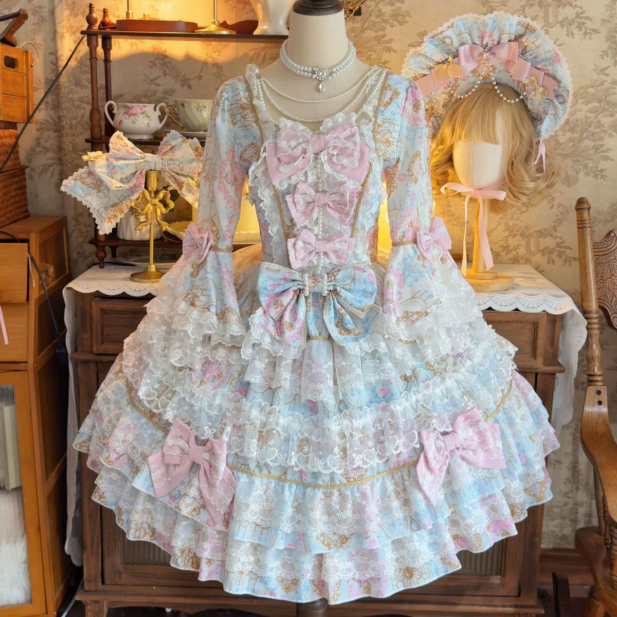 Genuine design cute long-sleeve, dress, Lolita style, Lolita OP