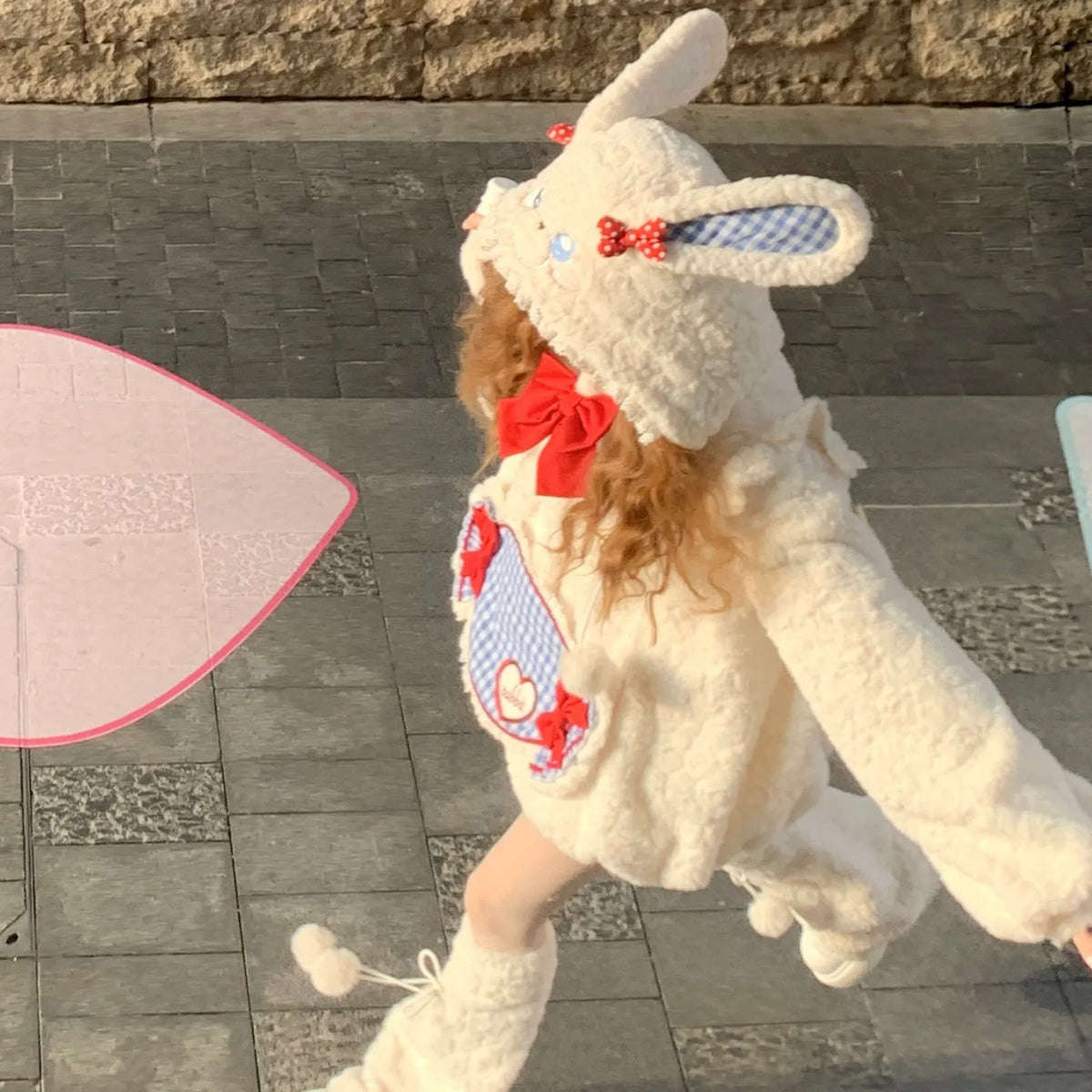 [Full Payment to Reserve] a Little Candy-Colored Sweet and Cute Plush Coat with Large Bunny Ears, Perfect for Autumn and Winter